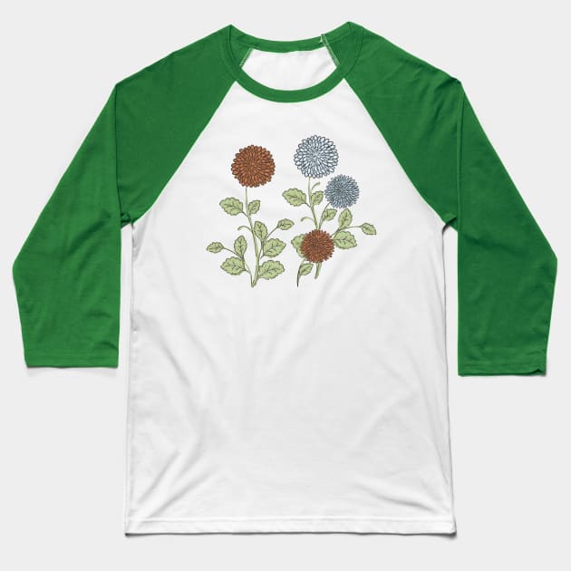 Chrysanthemums Baseball T-Shirt by SWON Design